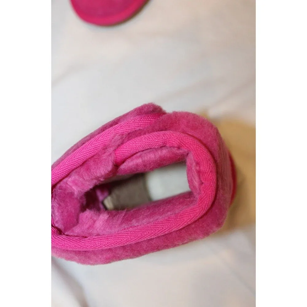 UGG MINI JONI SHEARLING‎ CUFF SUEDE BOOTS DNY FUSCHIA PINK NEW 7 TODDLER $115